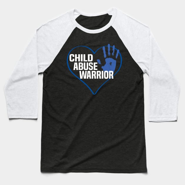 Child Abuse Awareness Warrior Blue Heart Baseball T-Shirt by Uniqueify